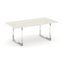 Стол для переговоров без лючка на О-образном металлокаркасе Style Project Direct Lux M-SN-6O.SPRG-198.3 Тиквуд Светлый/Нержавеющая Сталь/Хром 1980×980×750